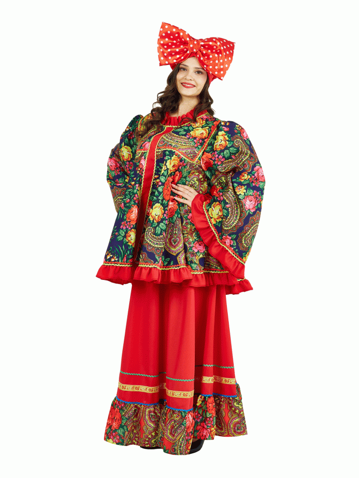 Карнавальный костюм "Солоха" взрослый красный